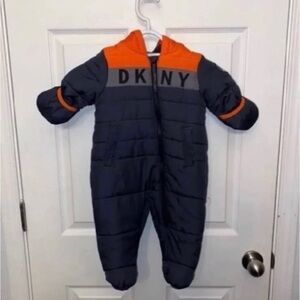 DKNY Kids One Piece Footie - Orange and Black